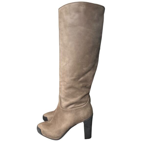 NWOT FURLA Tall Platform Nubuck Boots Beige with Black Size 39 or 8.5 main image 7